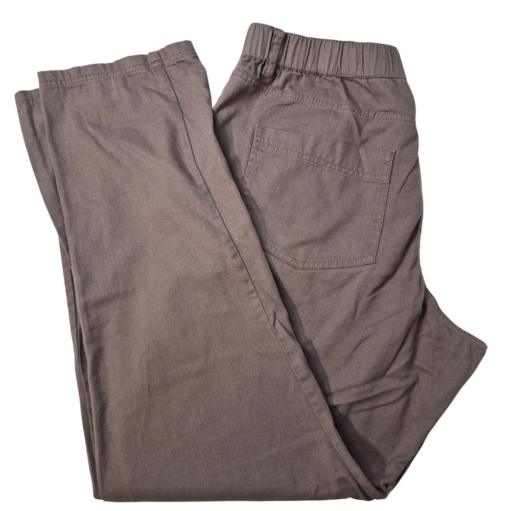 Pact Organic Cotton Chino Pants Mens XL Brown Stretch Elastic Waist Casual